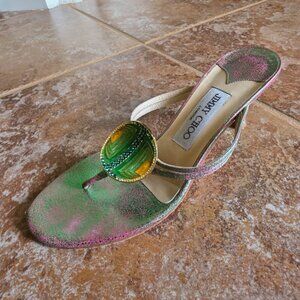 Jimmy Choo Green Metallic Sandals Mule Shoes Eur. 37